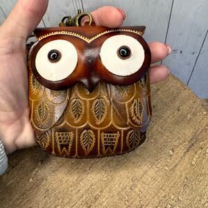 Genuine Leather Owl Wristlet Wallet Leather Coin Purse NEW FAST SHIP